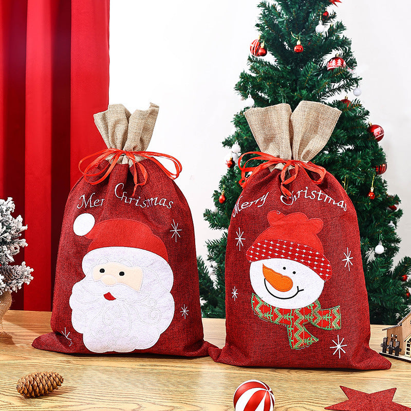 Christmas decorations, Christmas gift bags, Christmas candy bags, Santa Claus burlap gift bags, tote bags