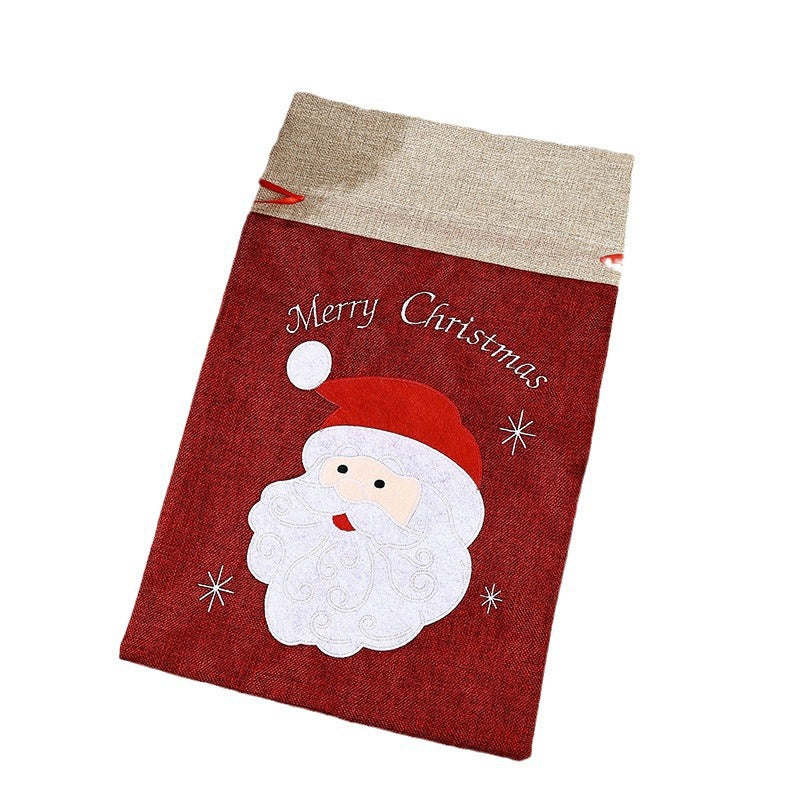 Christmas decorations, Christmas gift bags, Christmas candy bags, Santa Claus burlap gift bags, tote bags