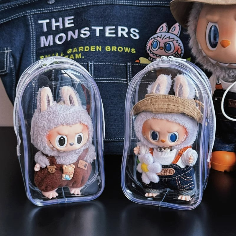 Labubu storage bag PVC high transparency thickened outdoor bag Xingdailu cotton doll exhibition walking bag labubu